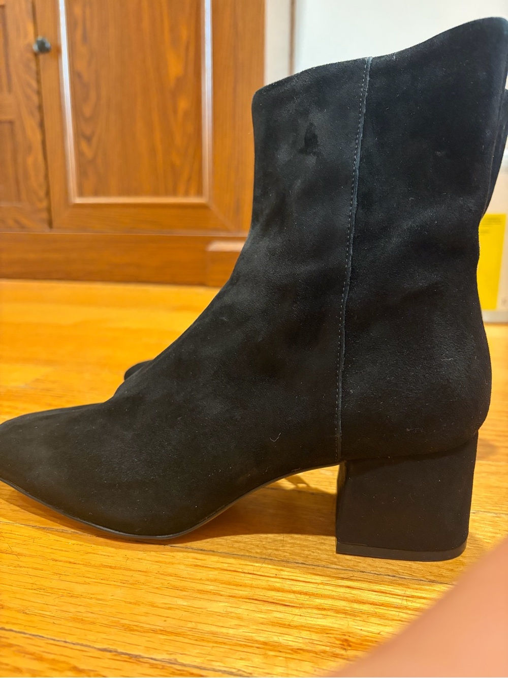 & Other Stories Black Suede Block Heel Ankle Boots